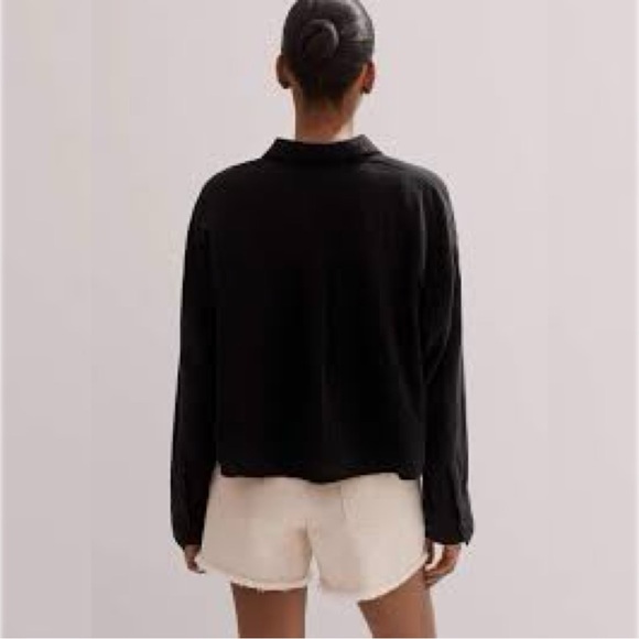 Me + Em Cheesecloth Cropped Shirt Button Up Long Sleeve Classic Minimalist 6 NWT - Picture 3 of 14